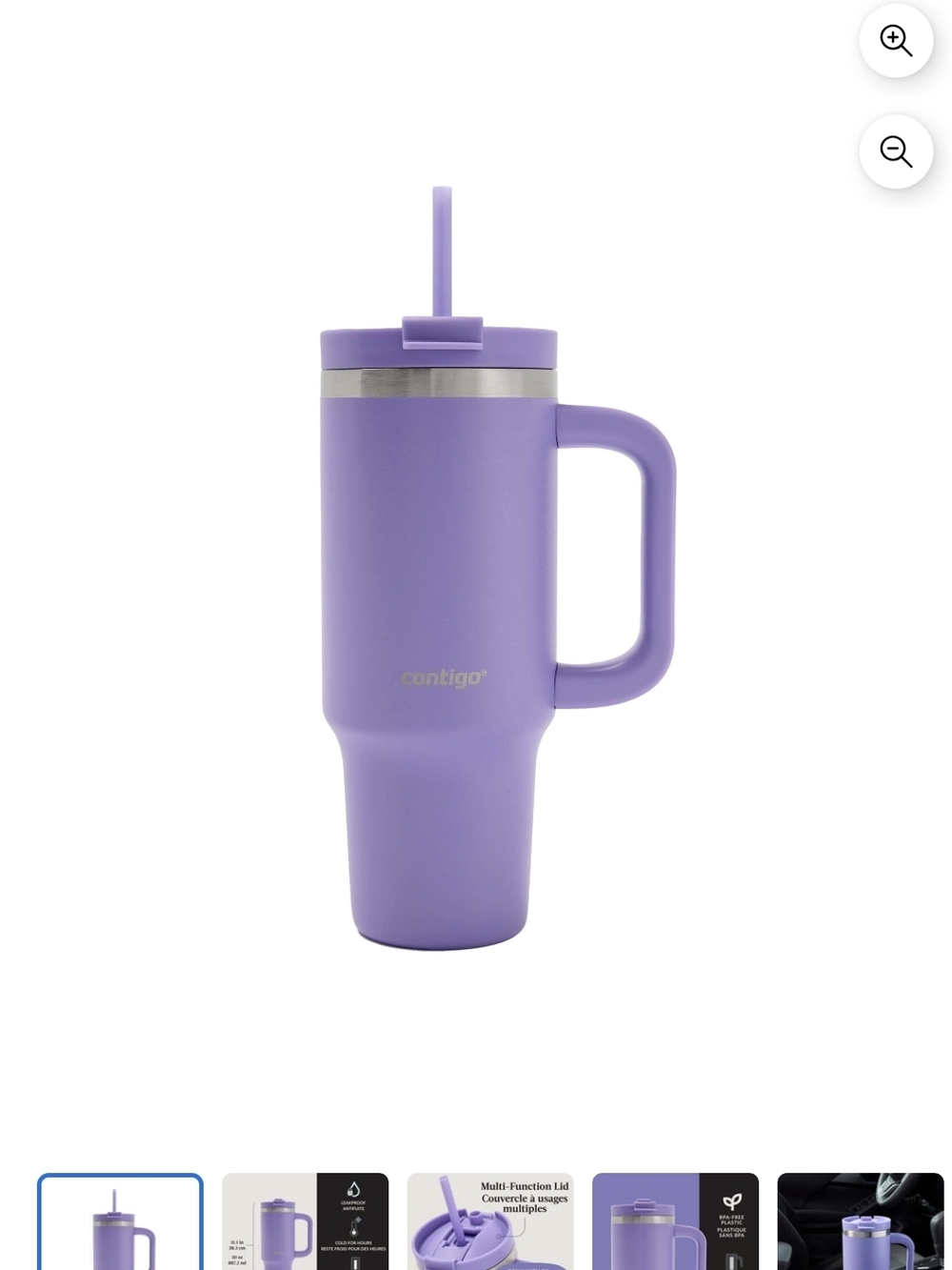 Contigo Purple Travel Tumbler with Handle and Straw